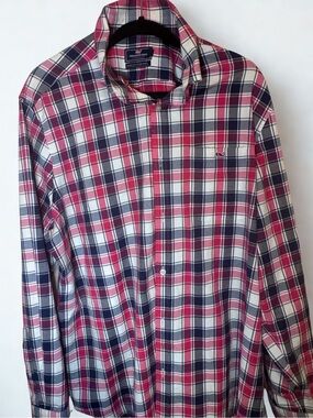 Vineyard Vines Men's Plaid Button-Down Shirt in Navy, Red & White